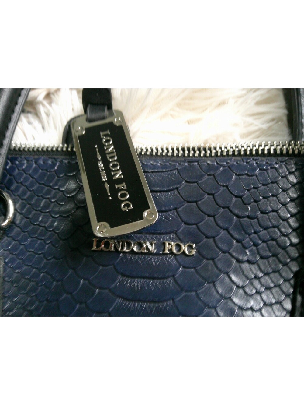 London Fog Navy Blue and Black Bag
